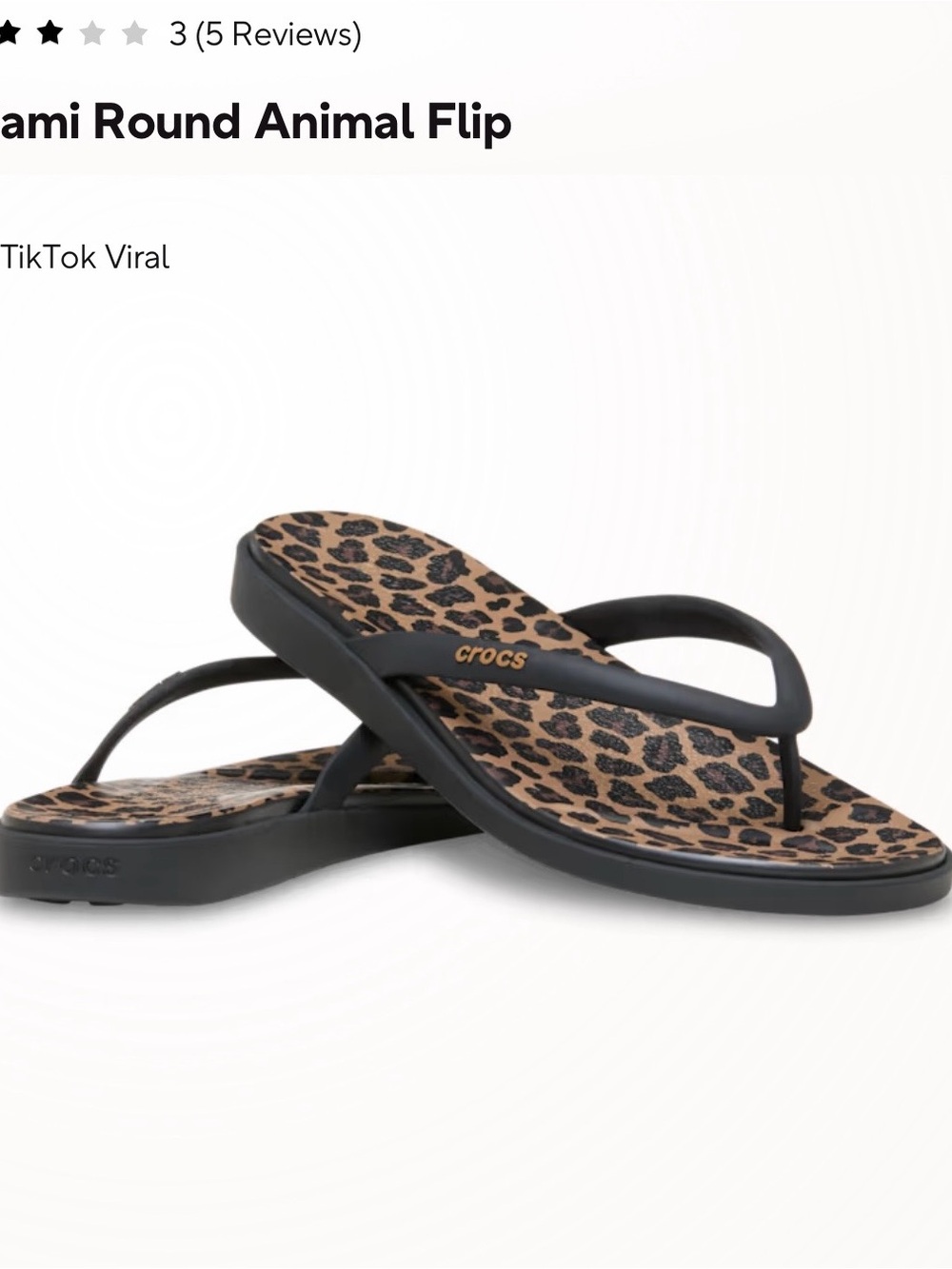 Crocs Women’s Black Leopard Print Flip Flops
